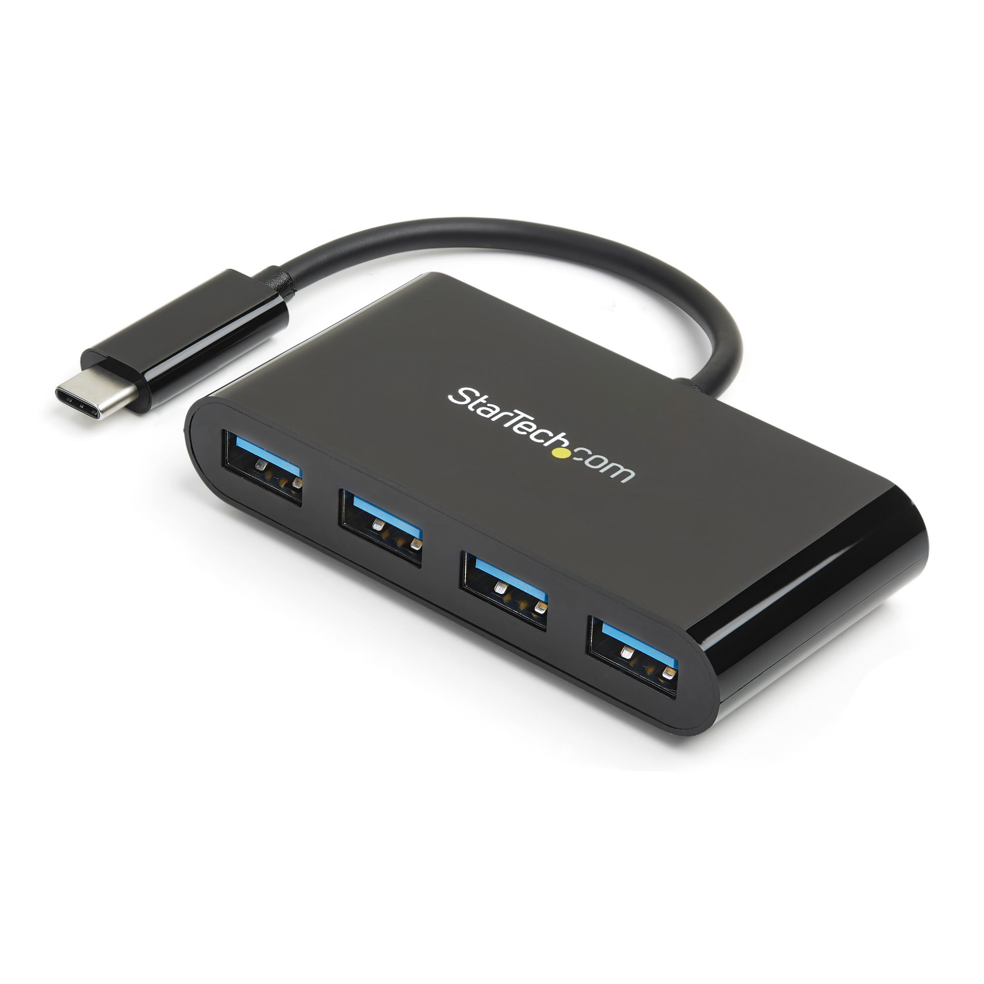 STARTECH.COM 4 portos USB-A 3.0 HUB, USB Type-C csatlakozás, fekete (HB30C4AB)