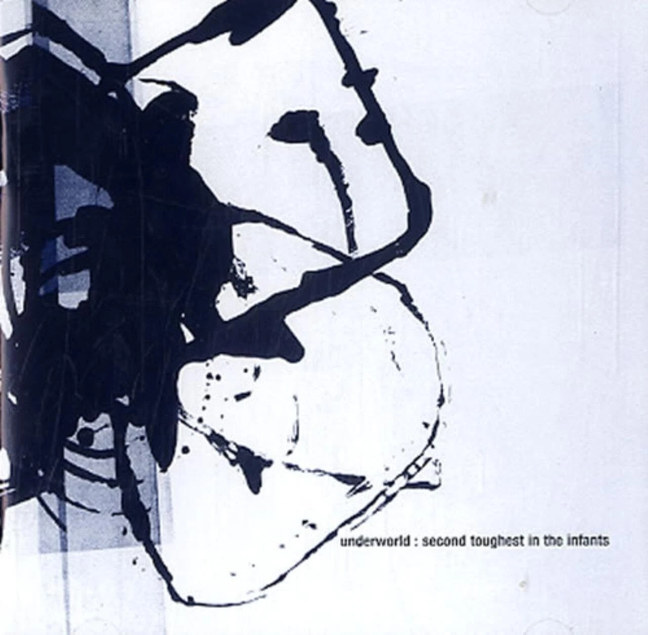 Albumhoes, zwarte verfstreken op wit, tekst: underworld: second toughest.