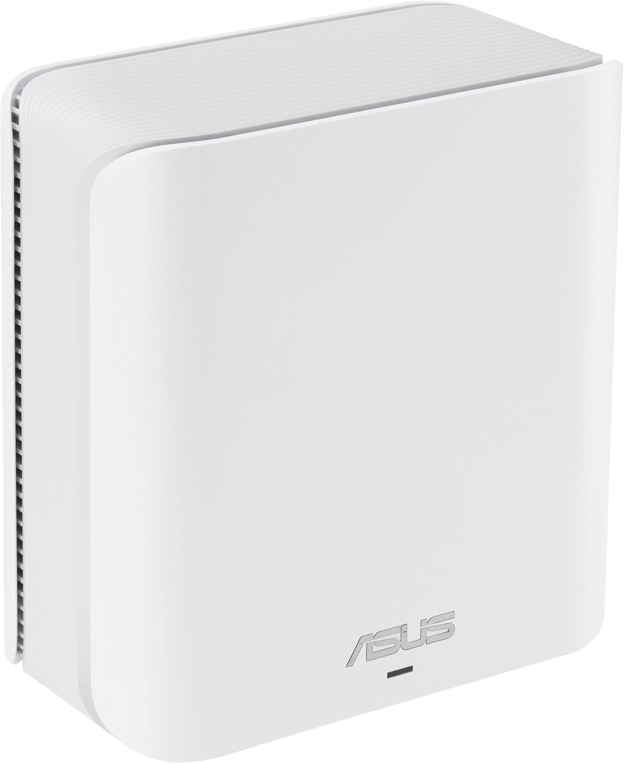 Enrutador ASUS blanco con diseño curvo.