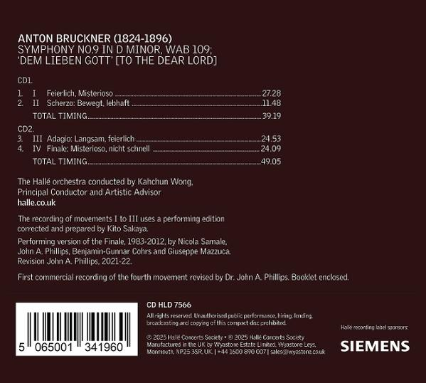 Das Cover einer Anton Bruckner CD mit Text, Barcode und Siemens-Logo auf dunklem Hintergrund.