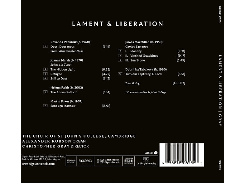 Thumbnail - Cambridge Choir Of St John's College - Lament and Liberation (CD)