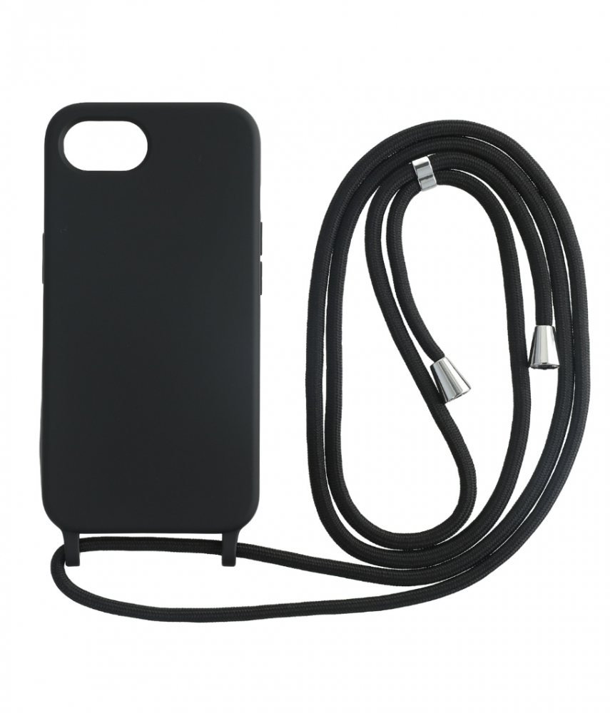 CASE AND PRO Iphone 16e TPU+PC fekete tok, zsinórral (FEST-IPH16E-BK)