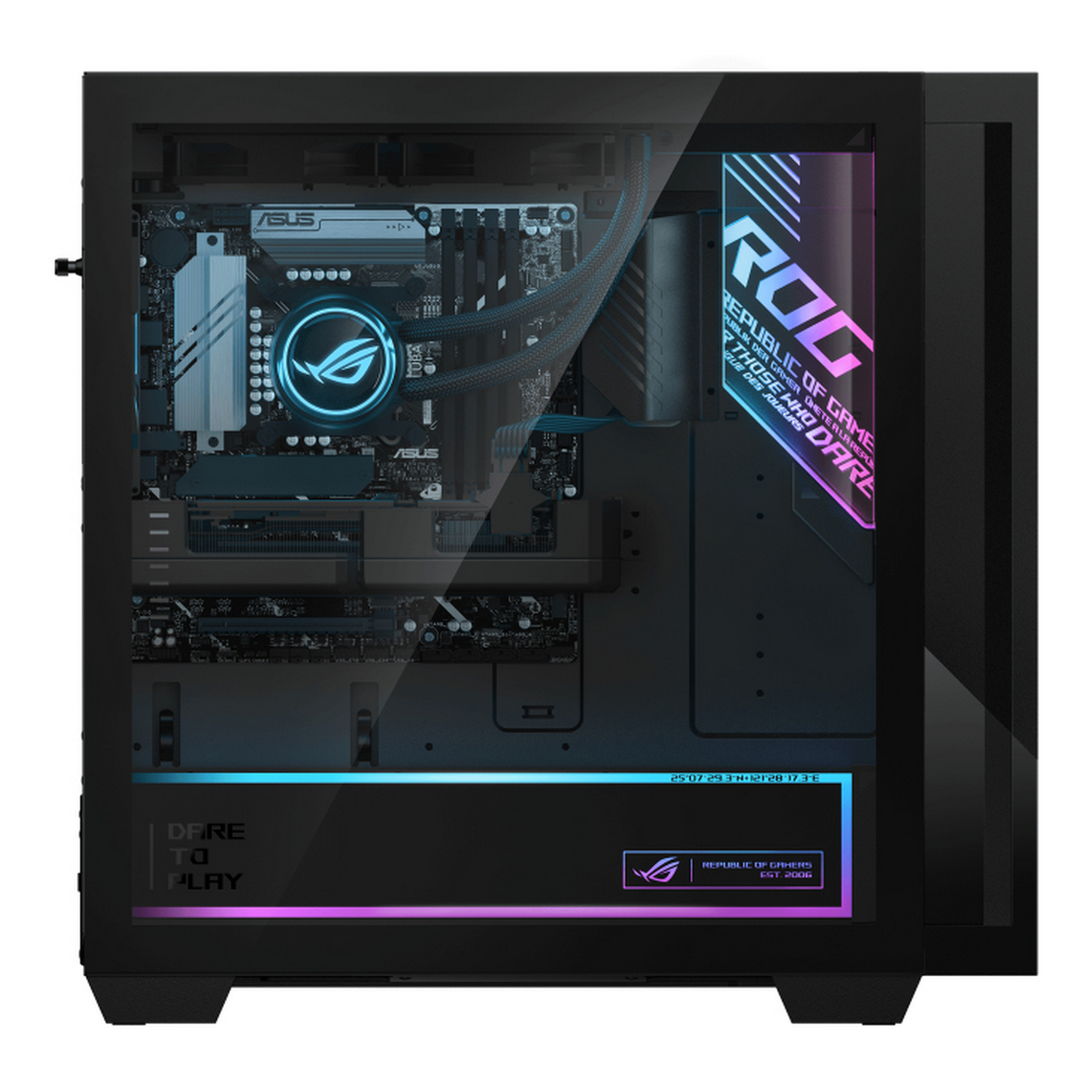 Carcasa de PC para juegos con panel de vidrio, logotipo iluminado.