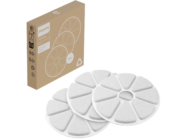 Filtro recambio para bebedero - Philips PAW0010/01 Carbón activo multicapa, Agua potable limpia y fresca, Paquete con 3 filtros