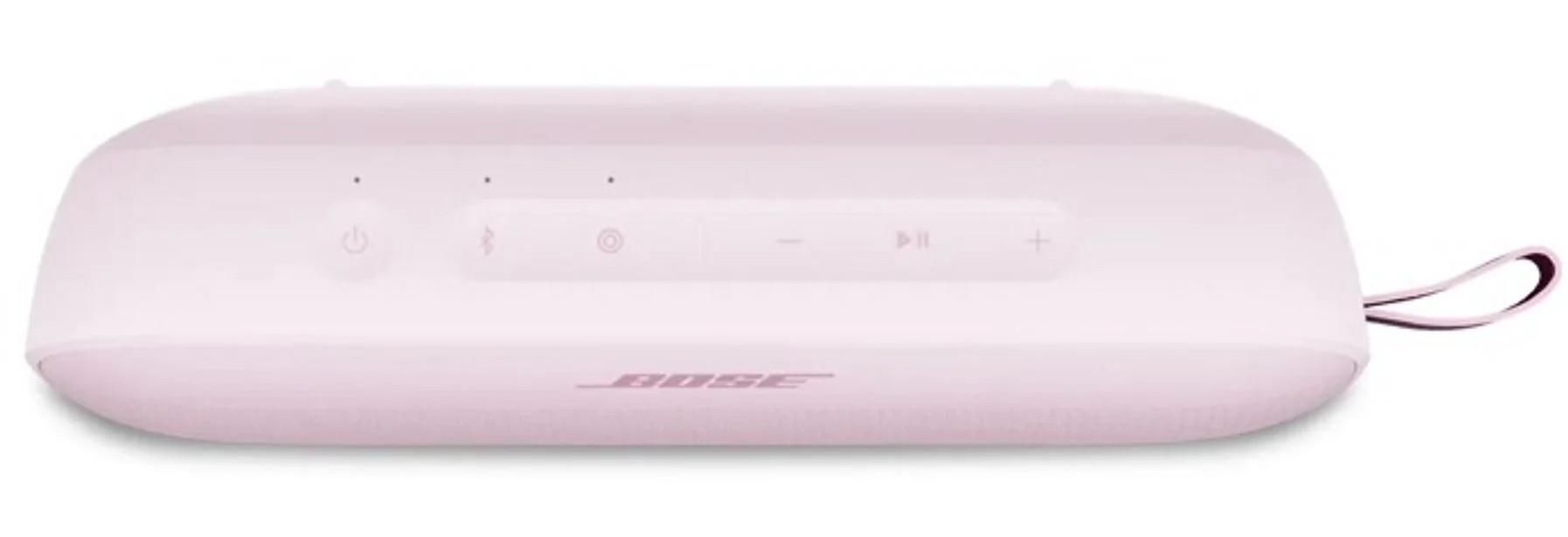 Biały głośnik z elementami sterującymi, z napisem marki BOSE.