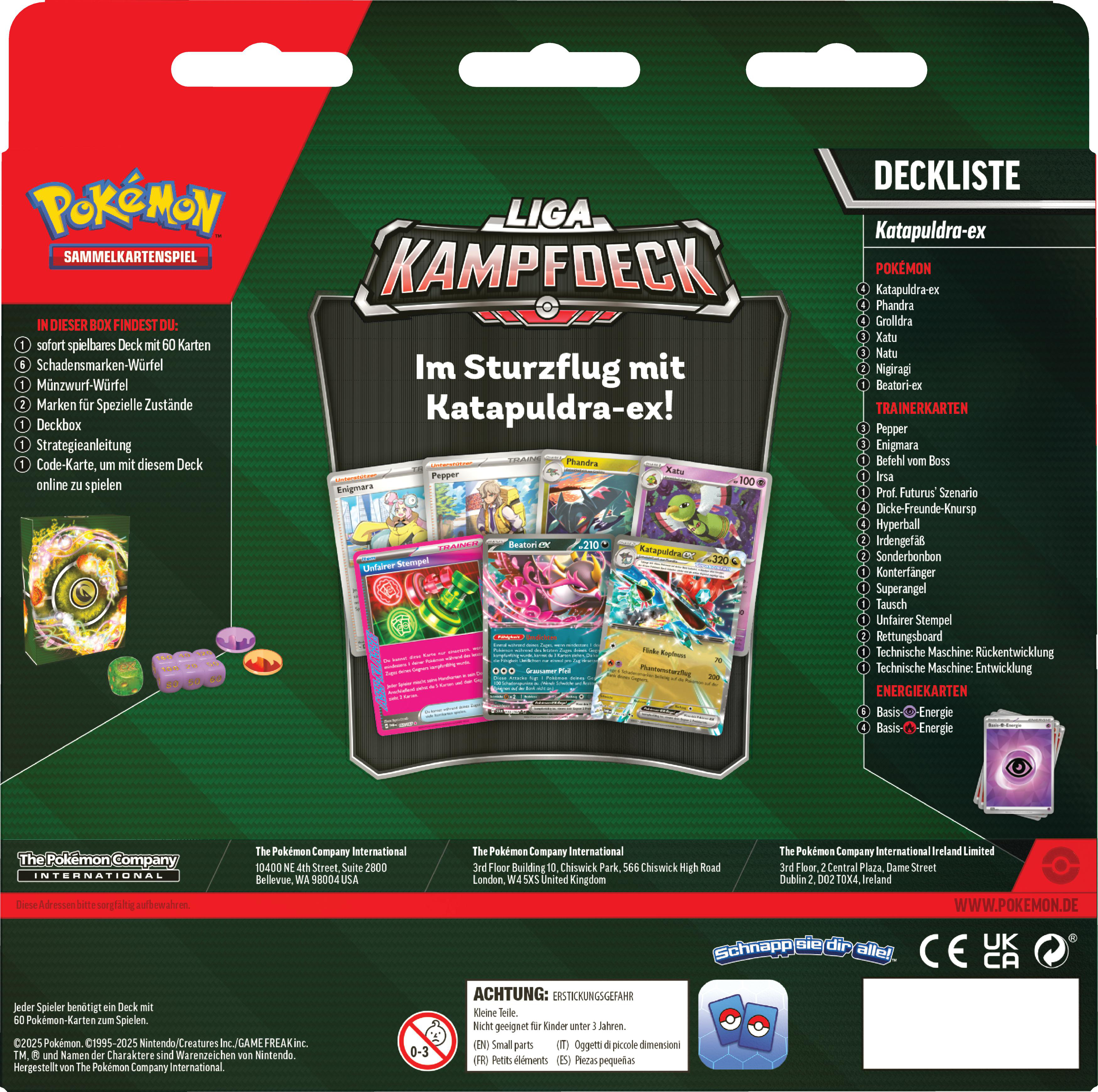 Eine Pokémon-Kartenspiel-Box-Set. Die Box ist grün, das Logo und Karten sind sichtbar.