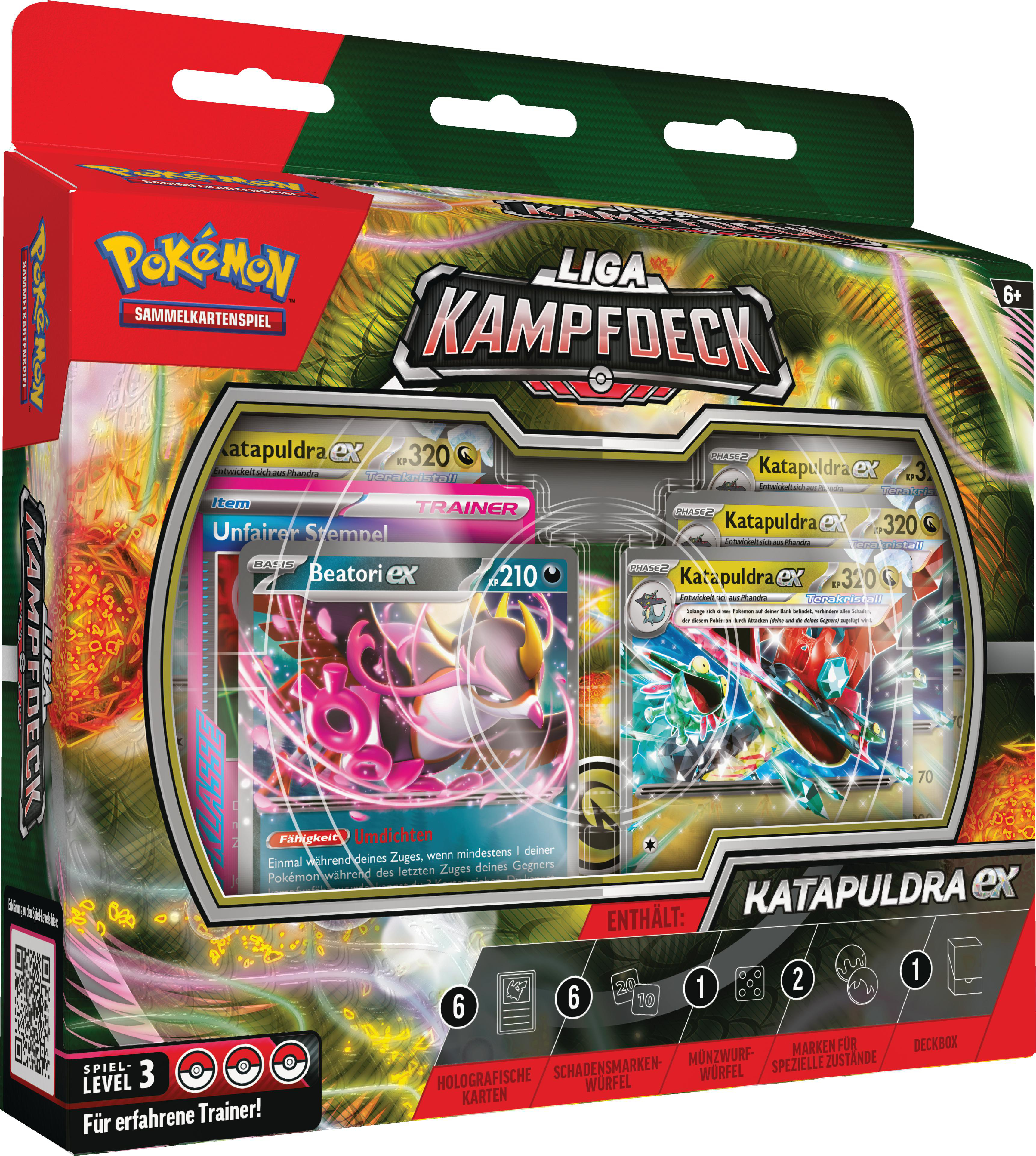 Eine Pokemon-Karten-Dose mit einem Bild von zwei legendären Pokemon-Charakteren.