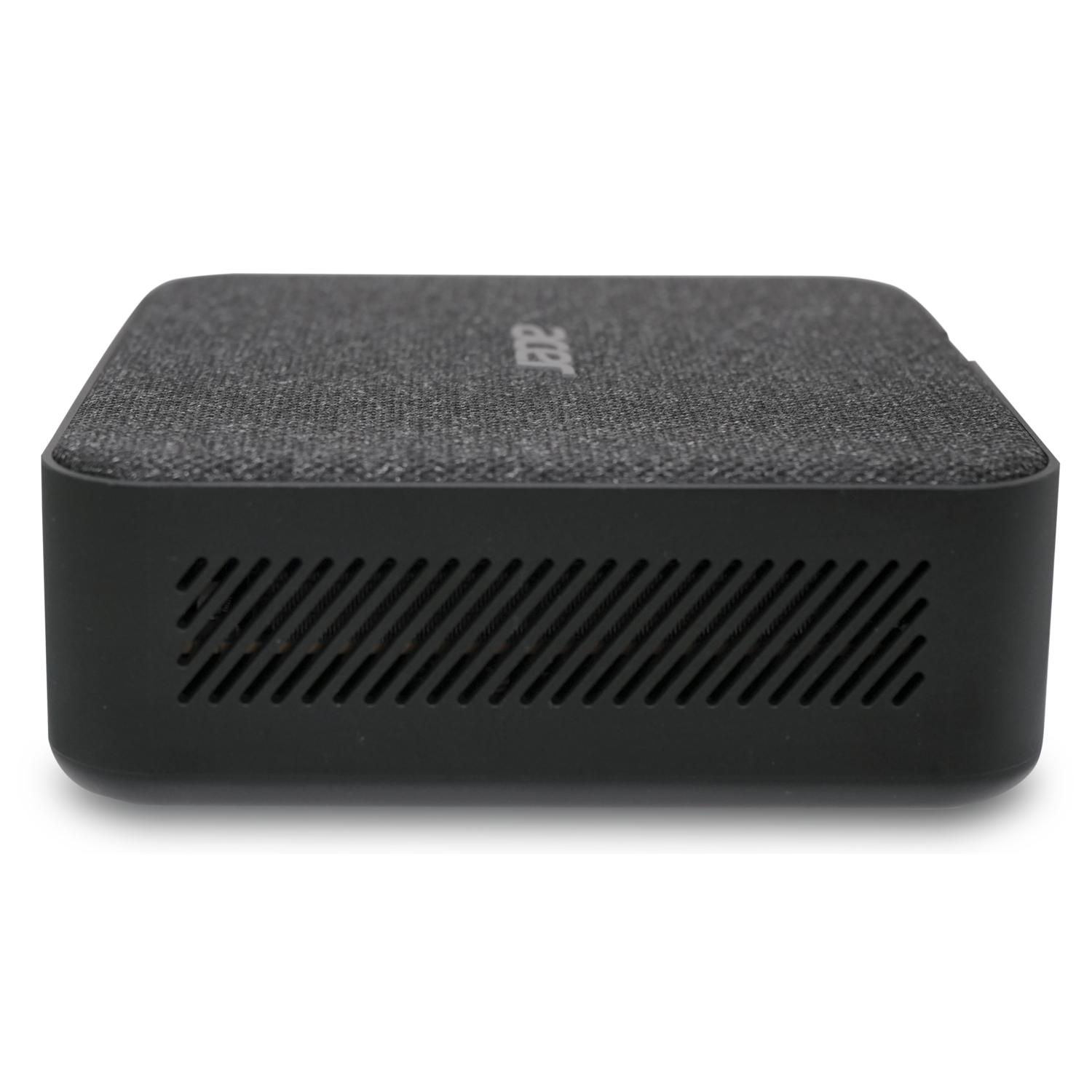 A black mini PC showing the side with ventilation grilles and the 'acer' logo.