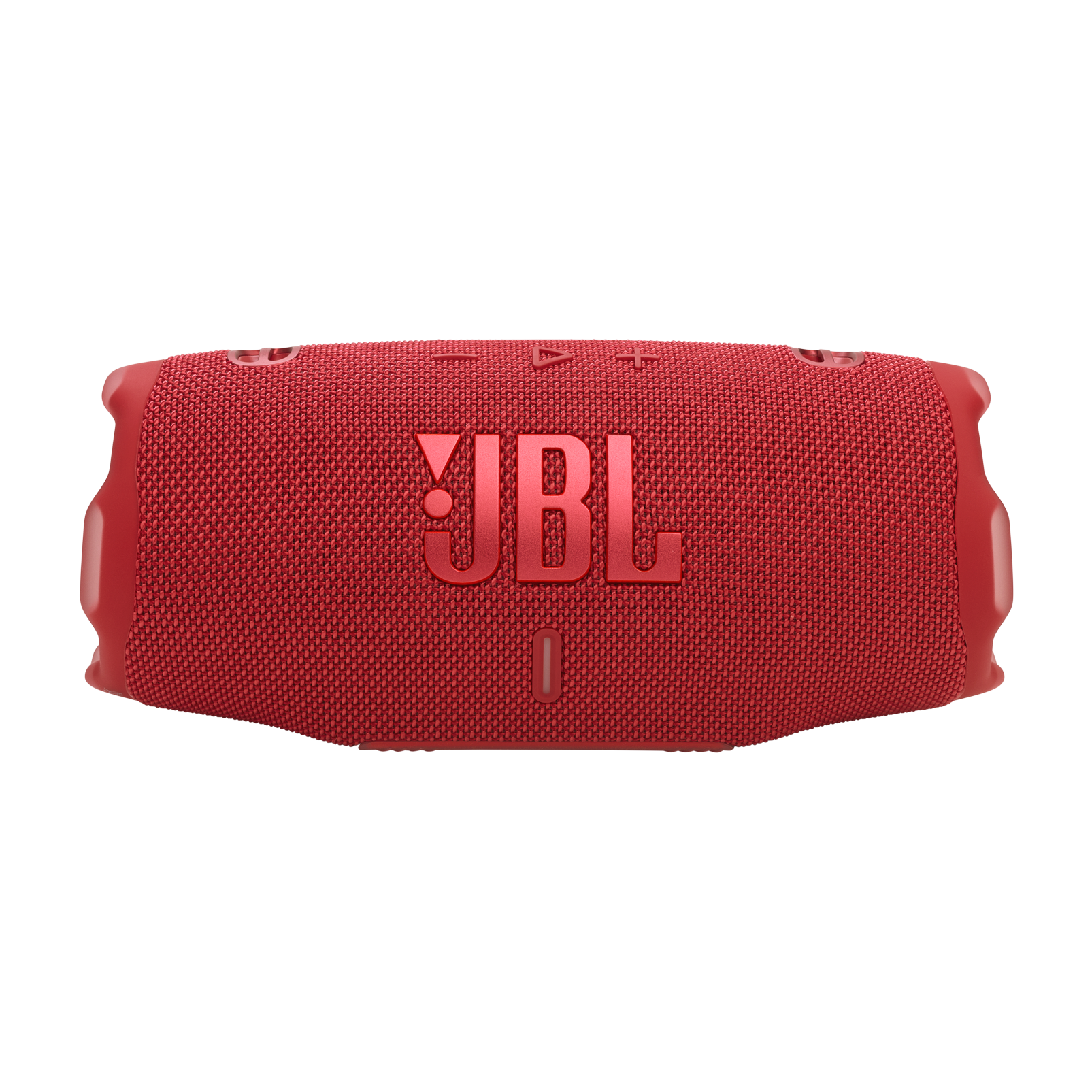 JBL logosu bulunan kırmızı bir JBL hoparlör. Hoparlör dikdörtgen şeklindedir.