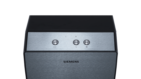 Üç düğmeli ve Siemens logosu bulunan siyah ve gümüş kontrol paneli.