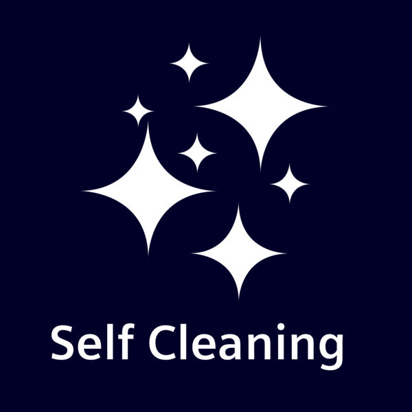 Metinli parıldayan yıldızların simgesi: Self Cleaning.