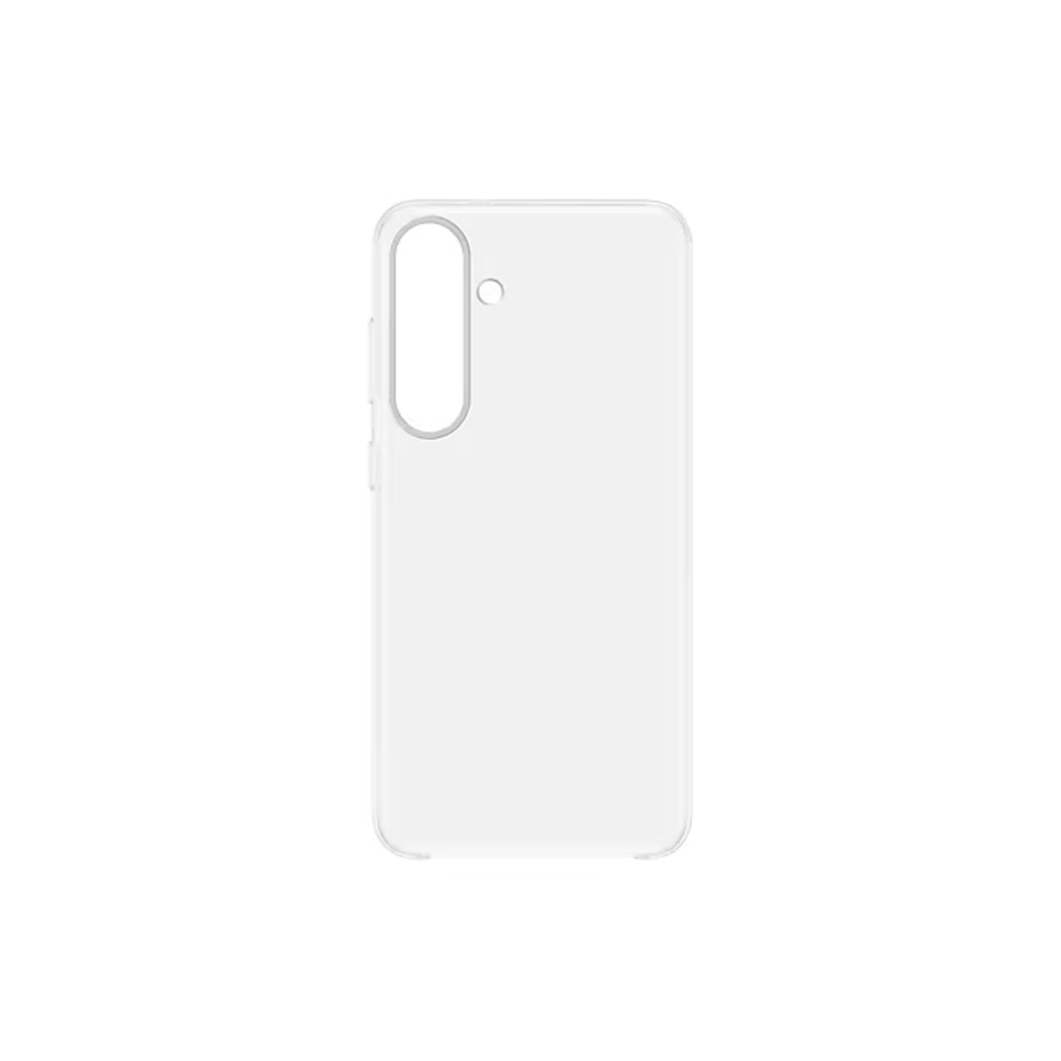 Transparante telefoonhoes, bijna doorzichtig, met camera en zijknoppen zichtbaar.