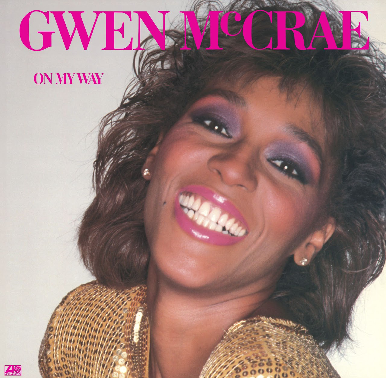 Gwen McCrae album borítója, mosolygó nővel és az 'On My Way' felirattal.