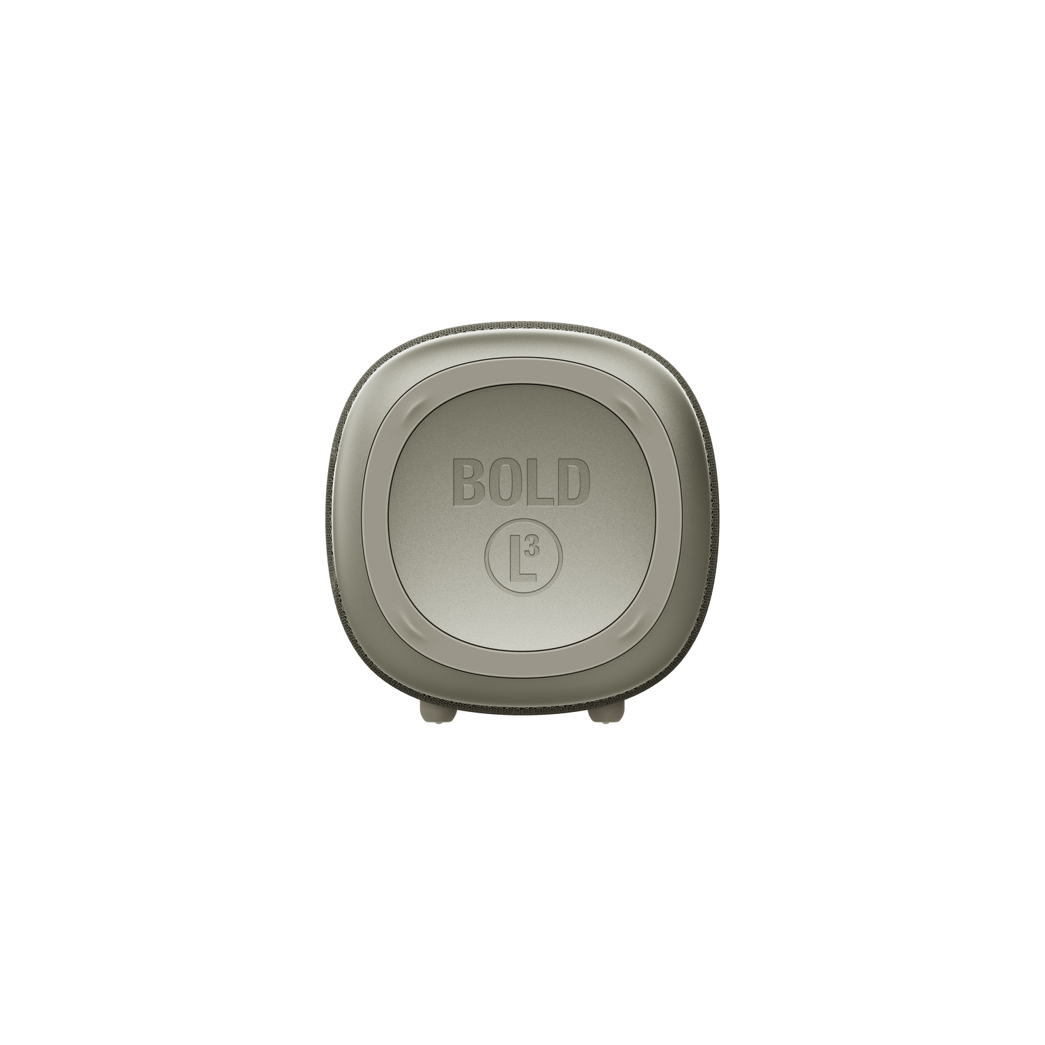 A silver and grey speaker with 'BOLD L3' text is centered on a white background.