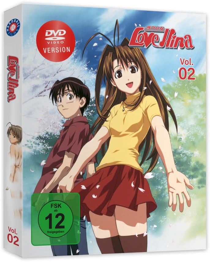 DVD-Cover des Anime 'Love Hina' mit zwei Charakteren und Titeltext.