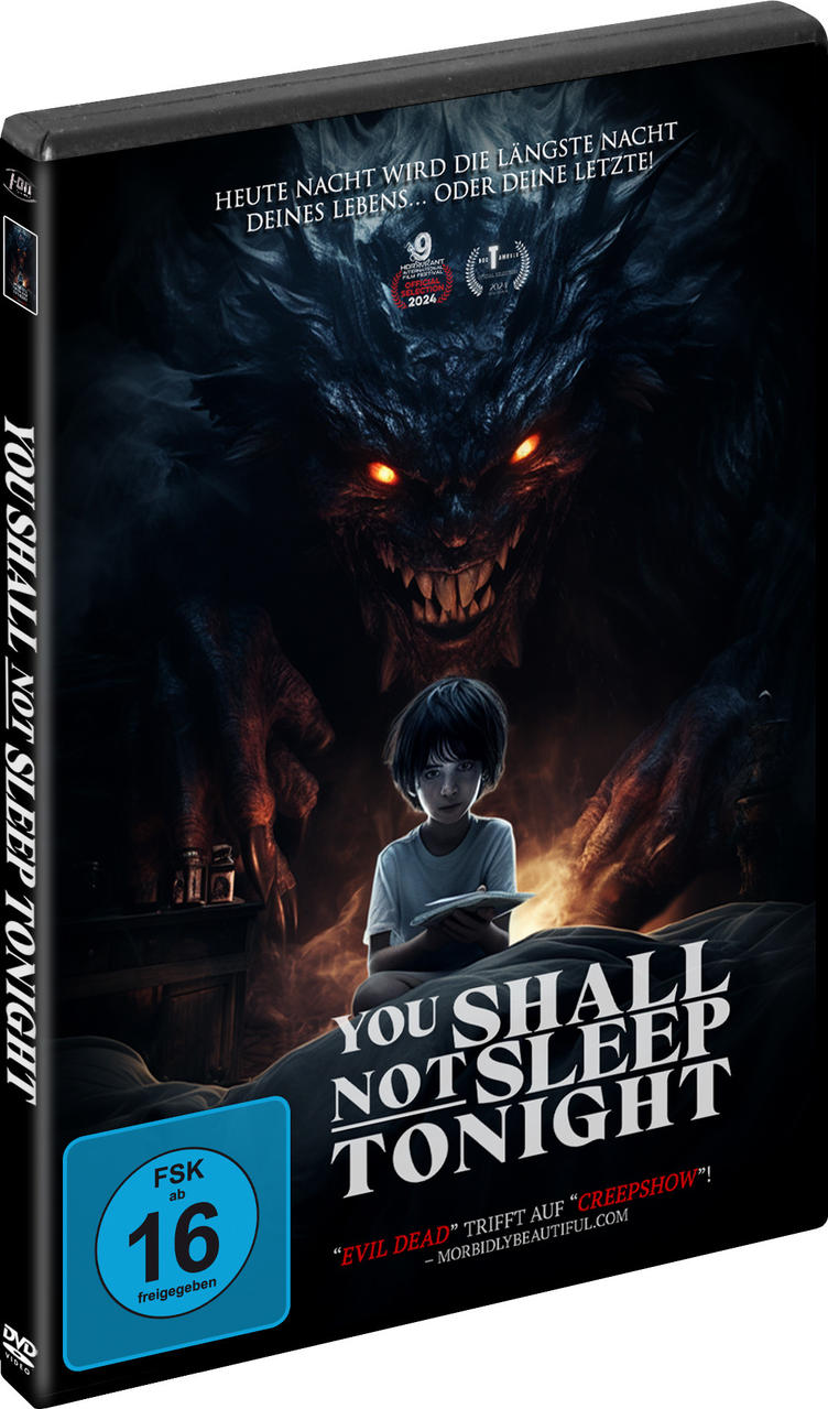DVD-Box-Art für einen Horrorfilm mit einem Monster und einem Kind.