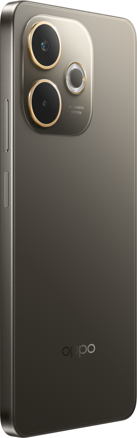 Un smartphone gris con múltiples lentes de cámara y el logotipo de Oppo.