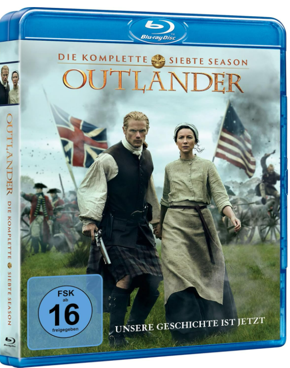 Outlander Blu-ray Disc-Hülle zeigt Schauspieler und eine Kriegsszene.