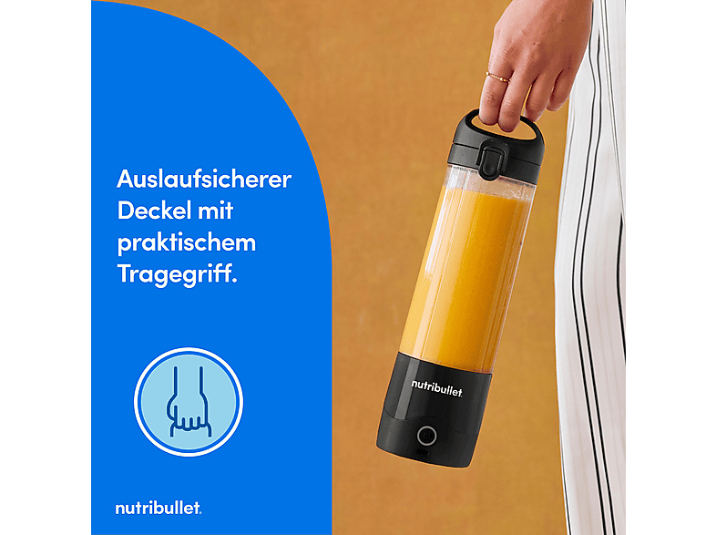 NUTRIBULLET Portable NBP003B Smoothie Maker Schwarz/Transparent (7,4 Volt, 475 ml)