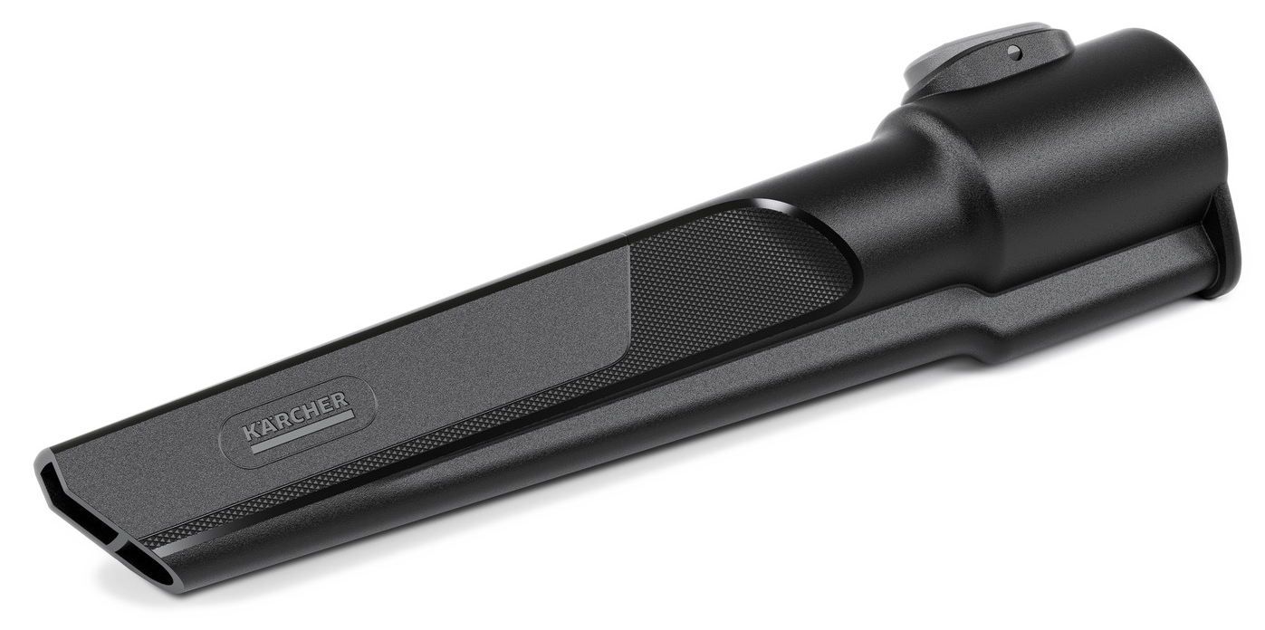 Czarny osprzęt do odkurzacza Kärcher. To wąska, kątowa dysza do czyszczenia.