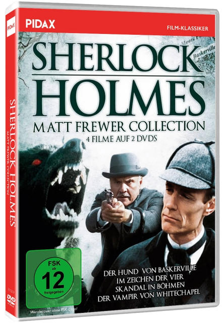 DVD-Cover von Sherlock Holmes mit Matt Frewer und Hund.