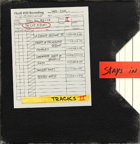 Musikdateien-Ordneretikett: The Lost Albums, Tracks II, mit Checkliste. Rotes 'Stays in'-Etikett.