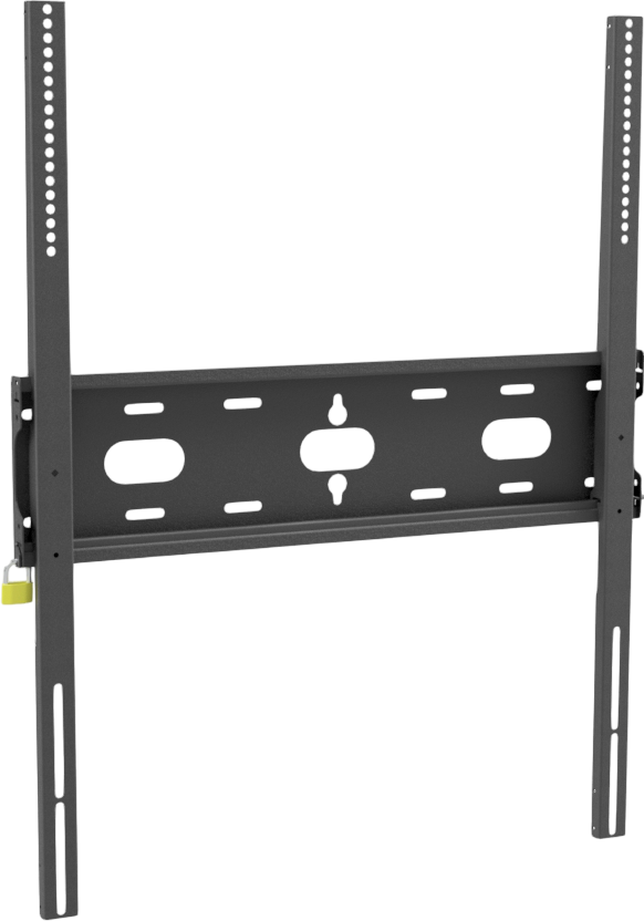 Schwarze Wandhalterung für einen Fernseher.