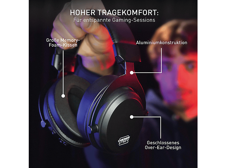 Thumbnail - CHERRY XTRFY H3 Wireless, Over-ear Gaming Headset Bluetooth Schwarz