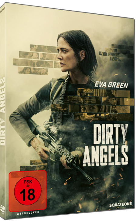 DVD-Cover mit Eva Green mit Waffe, Titel: DIRTY ANGELS, FSK 18.