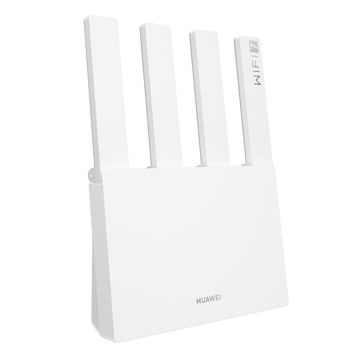 Dört antenli beyaz yönlendirici, 'WiFi 7' logosu ve 'HUAWEI' etiketi.