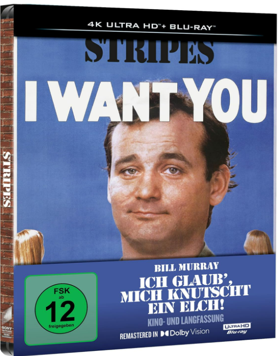 Filmcover von 'Stripes' mit Bill Murray und deutschem Text.