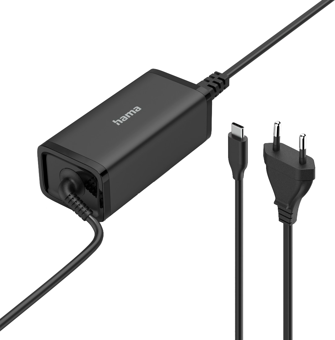 HAMA Univerzális hálózati notebook töltő adapter, USB Type-C GaN, PD, 5-20V, 100 W, fekete (200024)