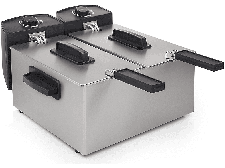 Princess 183123 Friggitrice Doppia Friggitrice, capacità 1,2 l, Max potenza 1800 W, Acciaio E Plastica Nera