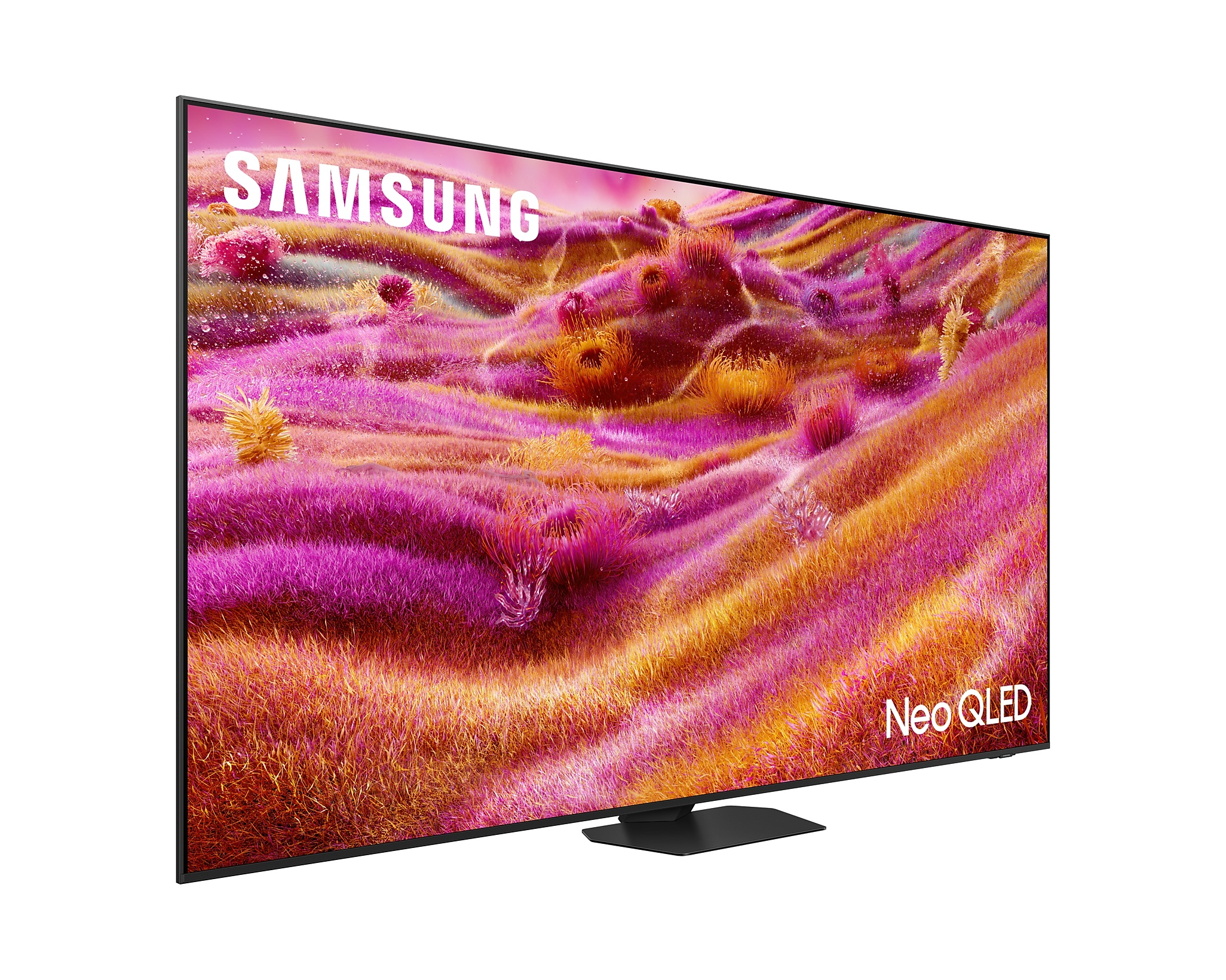 Egy Samsung OLED TV színes hátteret jelenít meg.
