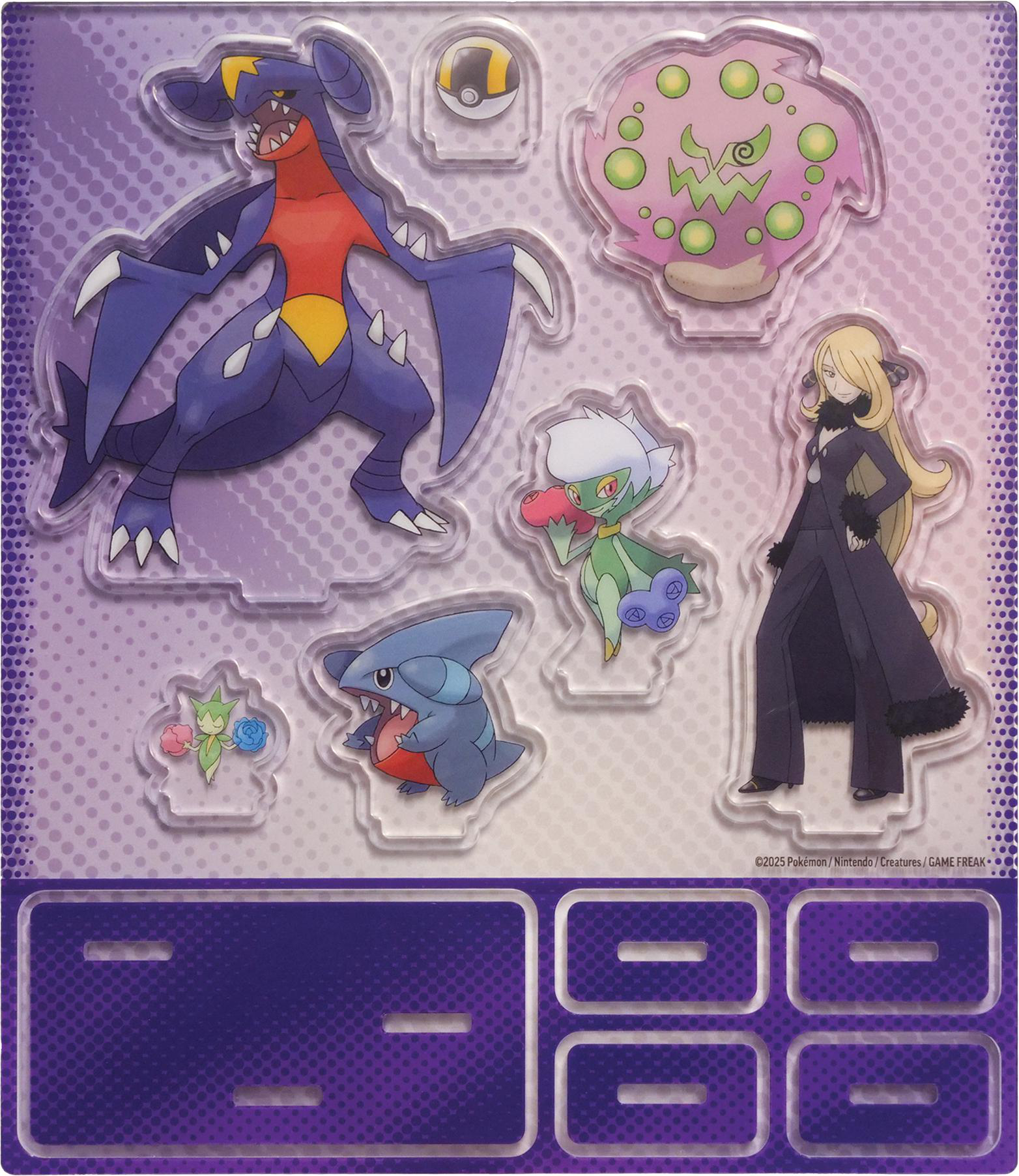 Pokemon-Charakter-Display-Aufsteller. Verschiedene Pokemon und Cynthia.