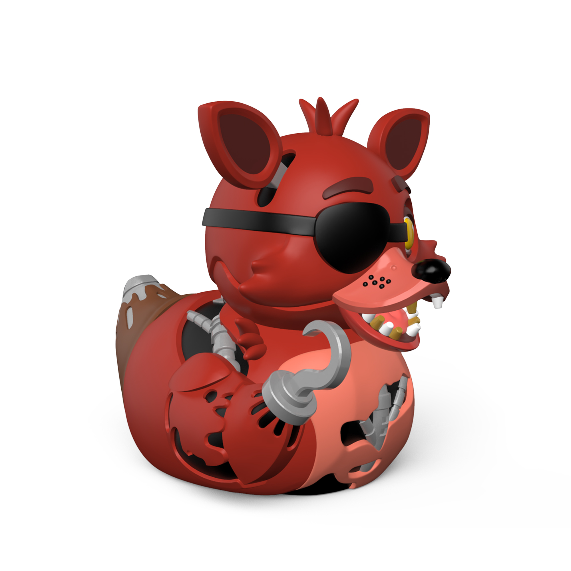 Foxy a Five Nights at Freddy's-ből, mint gumikacsa. Piros, horoggal és szemkötővel.