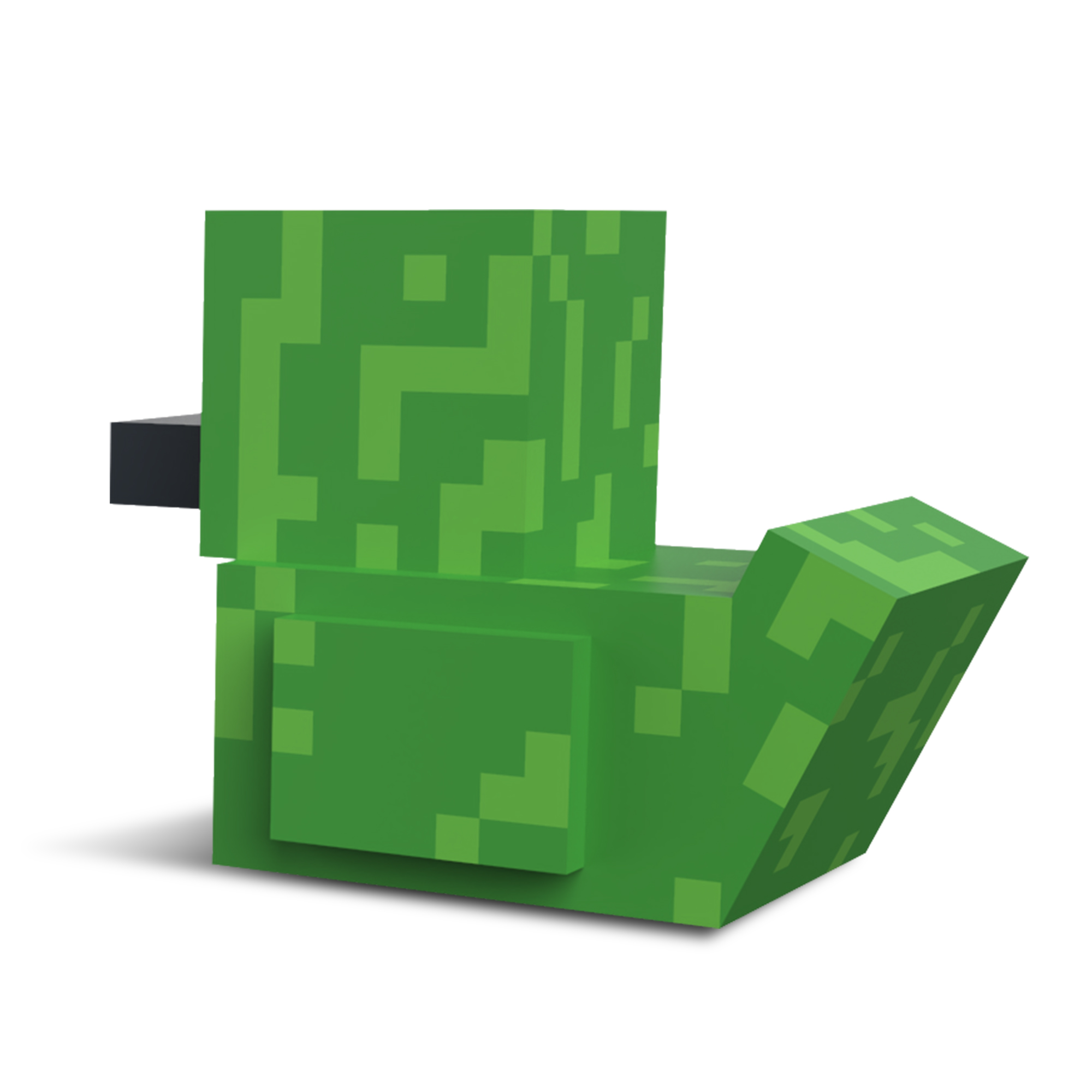 Zöld, pixeles kacsa játék. Egy Minecraft stílusú kacsa, jobbra nézve.