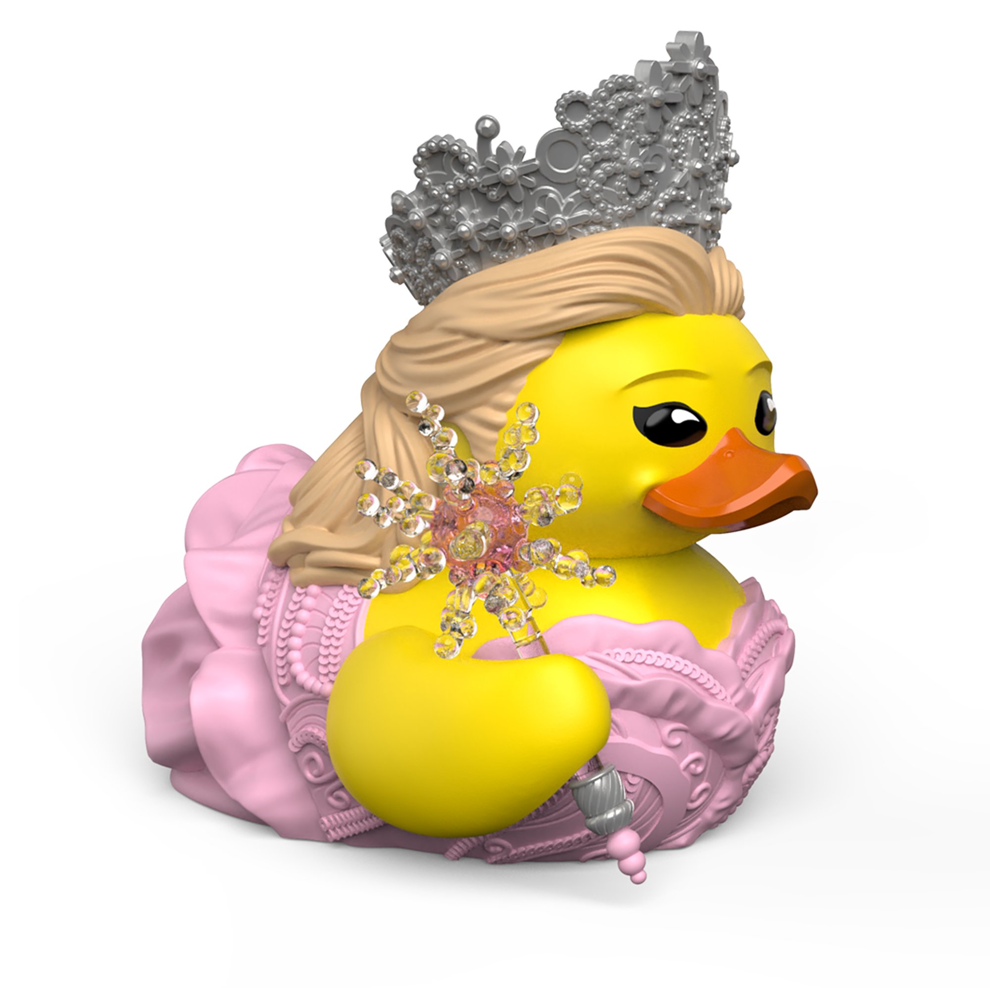 Királynő kacsa jogarral és sárga almával, koronával.