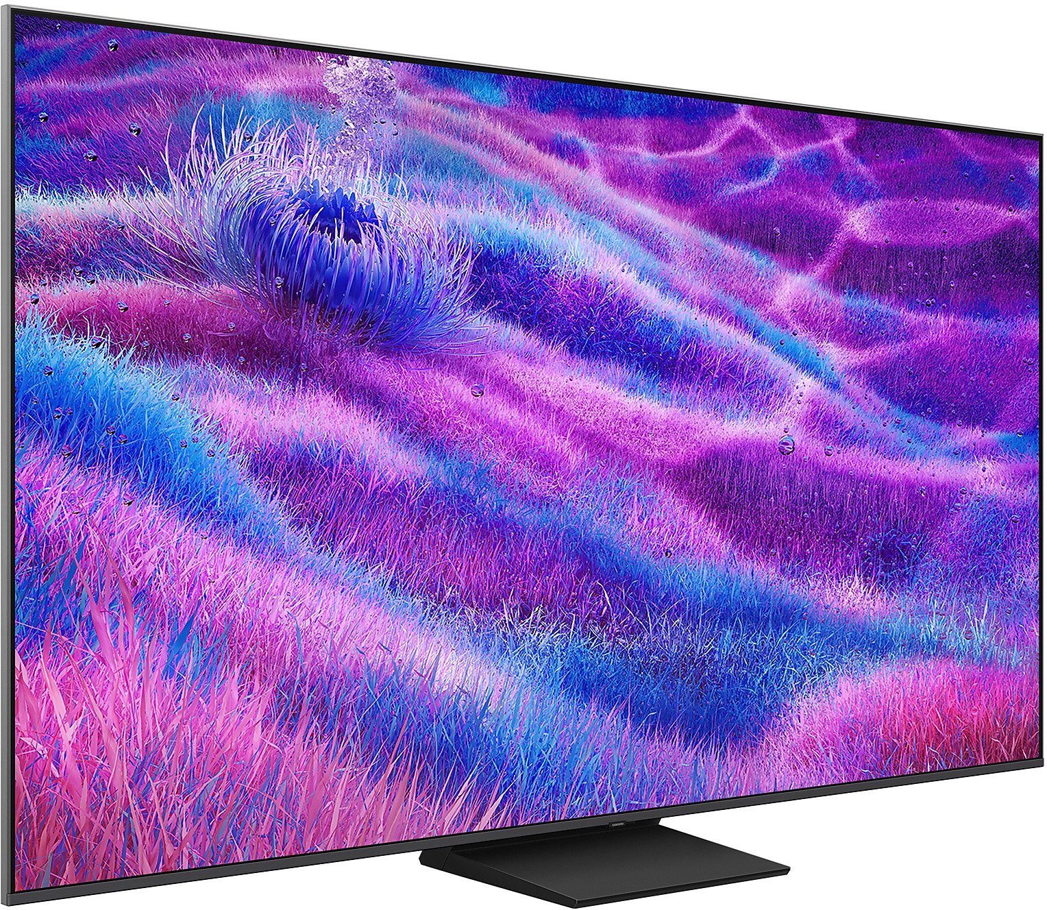 Nagy Samsung Neo QLED 8K TV színes absztrakt művészetet mutat.