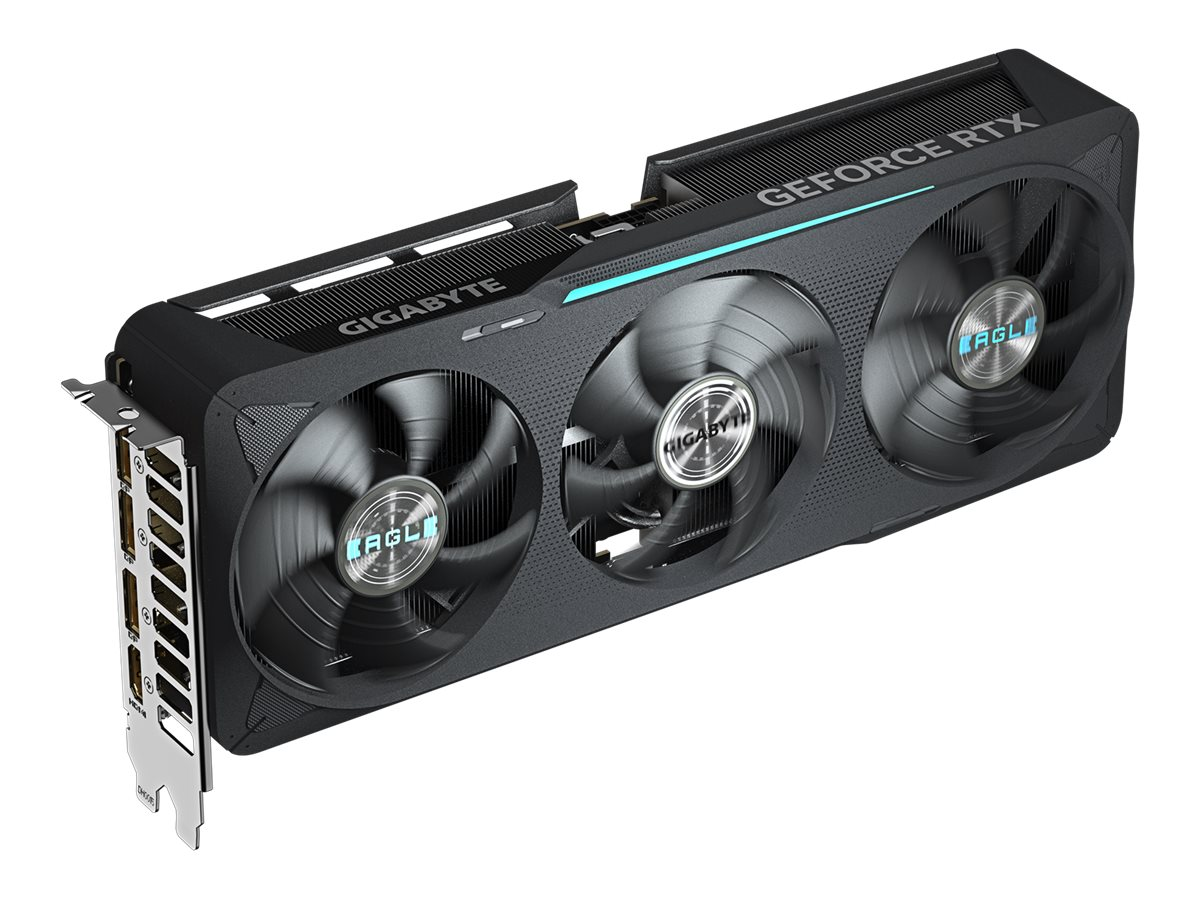 Schwarze Grafikkarte, drei Lüfter, Gigabyte.
