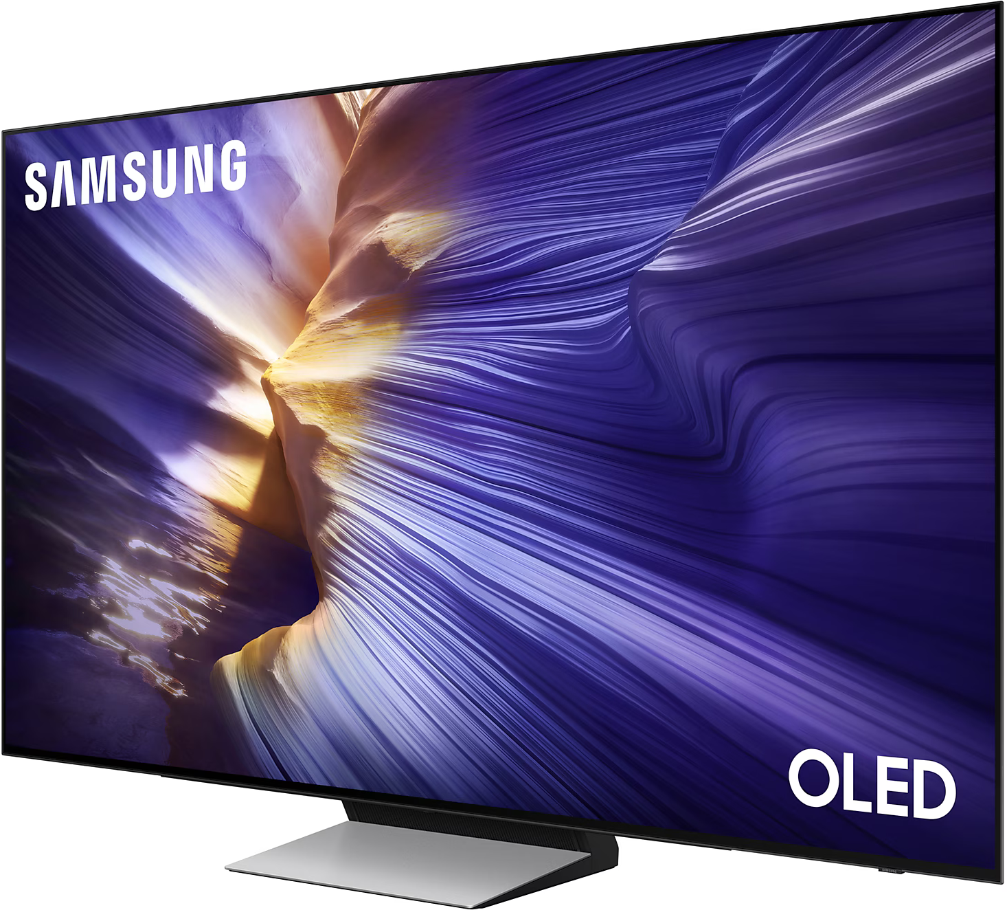 Samsung OLED TV lila-fehér mintával.