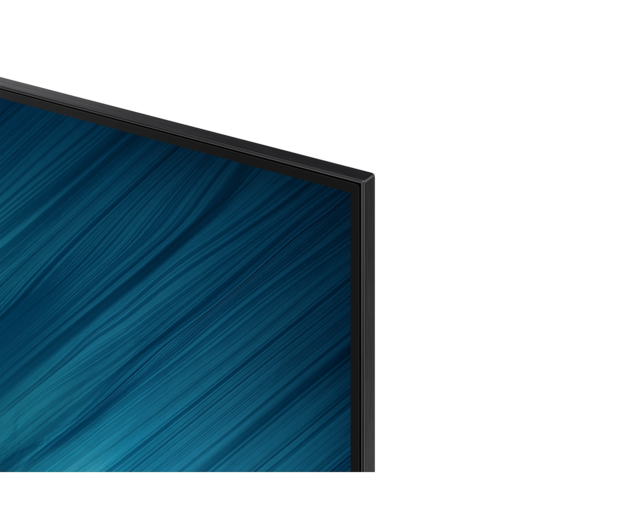 Egy TV sarok közeli képe, amely kék mintát mutat.