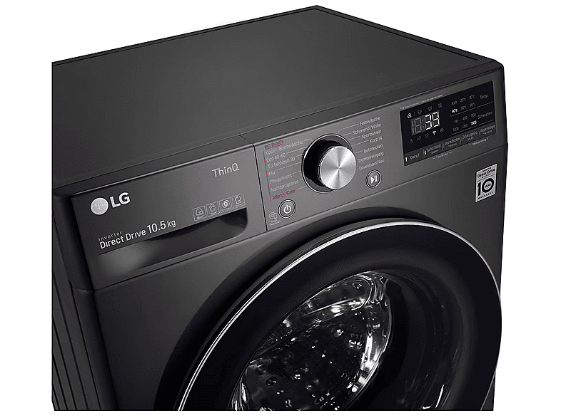 LG F6WV710P2S Waschmaschine Frontlader 10,5 kg 1600 RPM Schwarz, Edelstahl