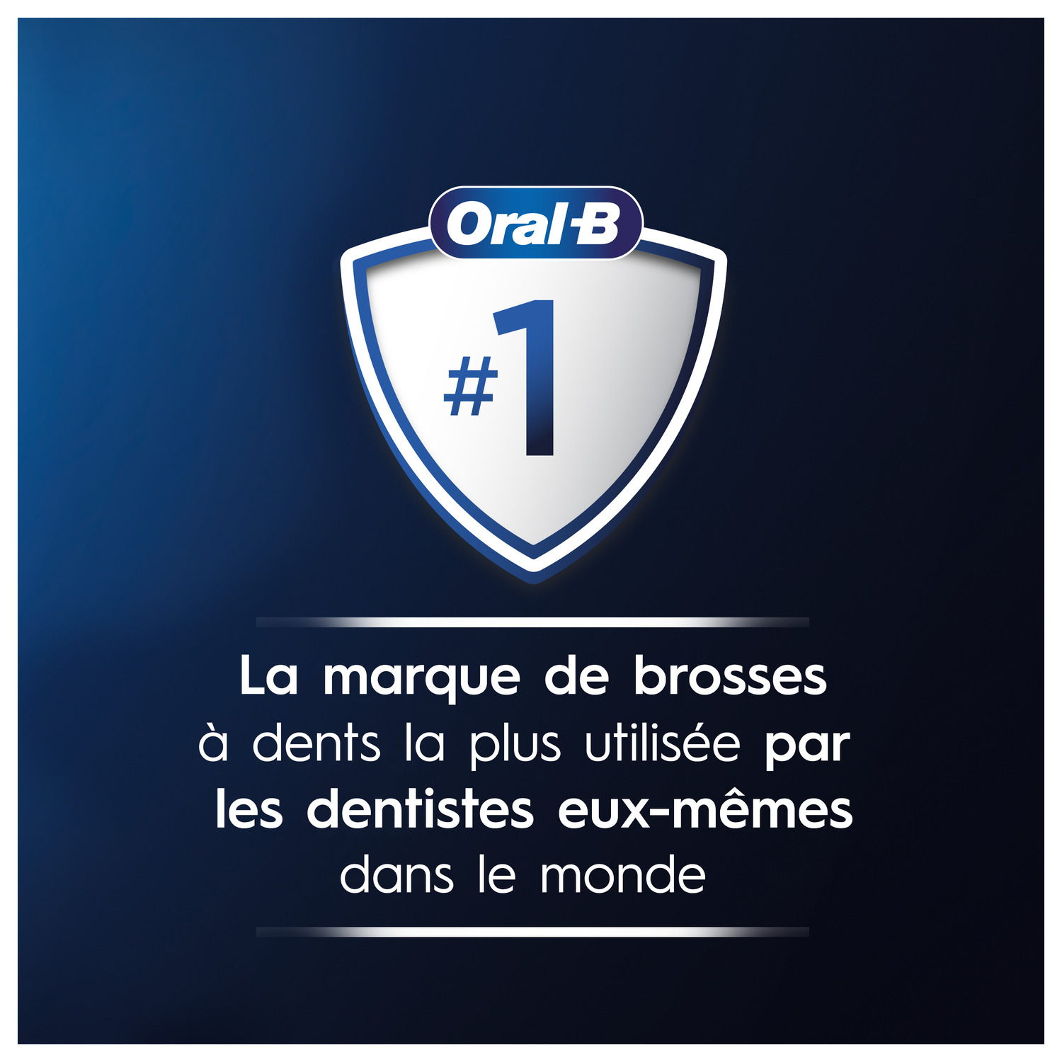 Logo Oral-B avec le numéro 1, sur fond dégradé bleu.