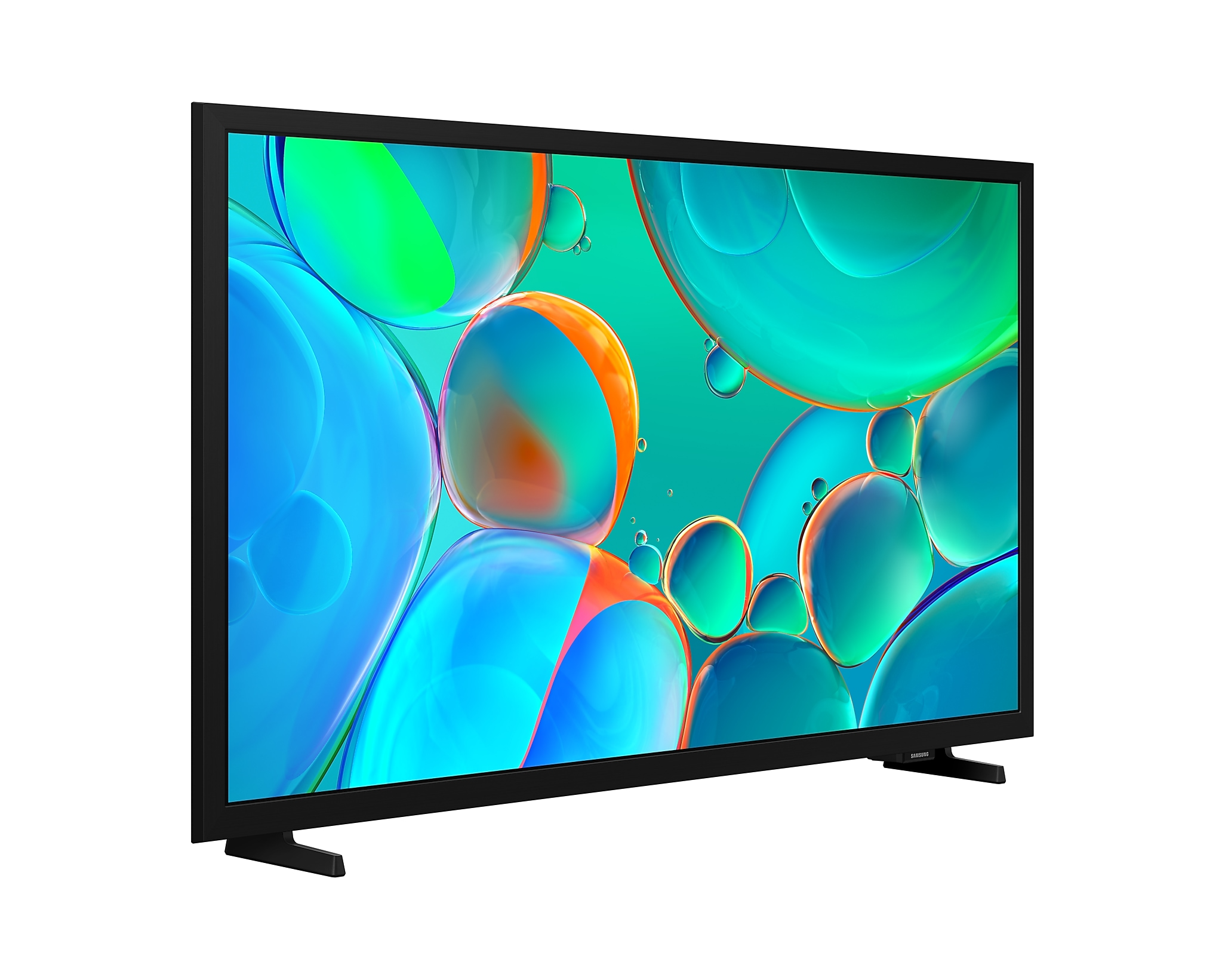 Modern síkképernyős TV fekete kerettel és színes képpel a képernyőn.