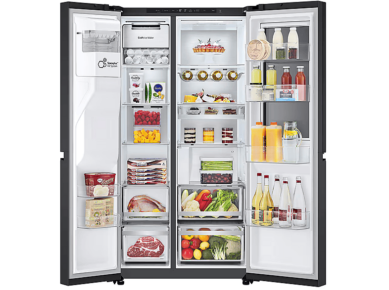 LG Electronics GSXE90EVDD InstaView Door-in-Door® Side by Side, Kühl- und Gefrierkombination (D, 1790 mm hoch, No Frost (verminderte Eisbildung), Essence Black Steel) — Foto 2 von 3