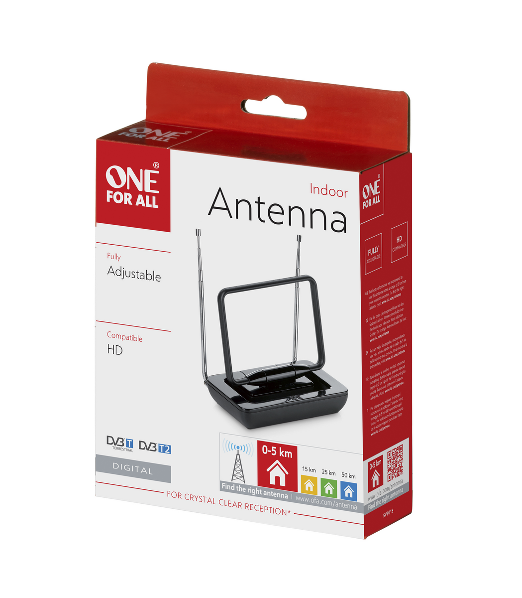 Una caja blanca con una antena, etiquetada como "ONE FOR ALL".
