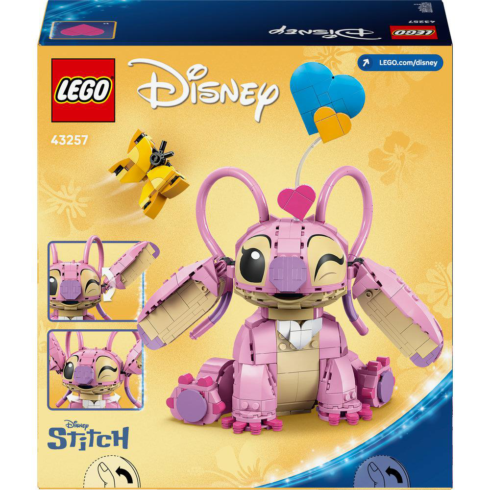 LEGO Disney Stitch Bausatz in Rosa- und Beigetönen mit Herzballons.