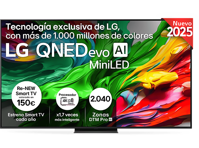 TV QNED 75" - LG 75QNED87A6B, UHD 4K, Procesador Inteligente α8 AI Processor 4K Gen2, Smart TV, DVB-T2 (H.265), Ashed Blue