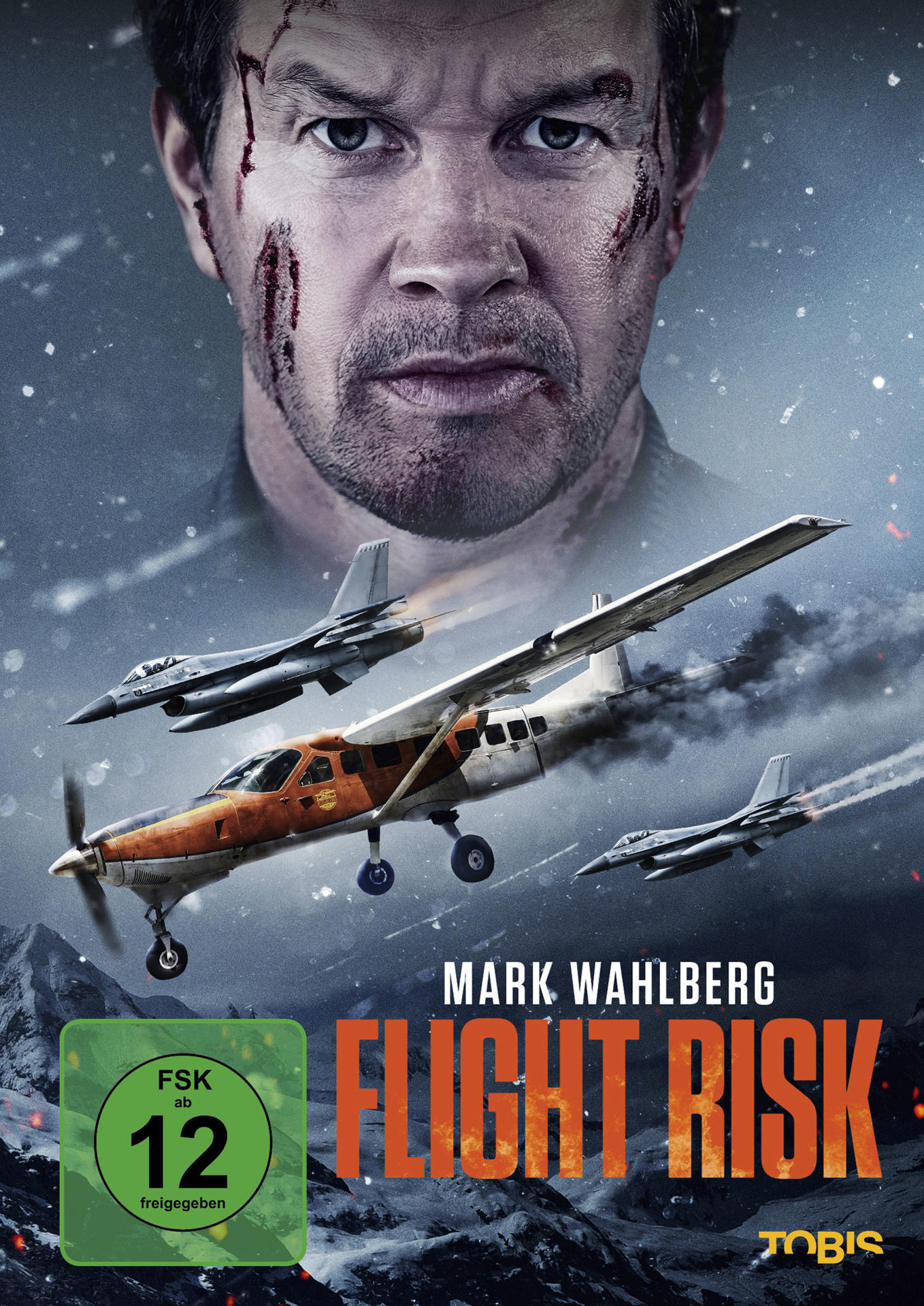 Filmplakat: Mark Wahlberg, Flugzeuge, verschneite Berge. Actiongeladenes Drama.
